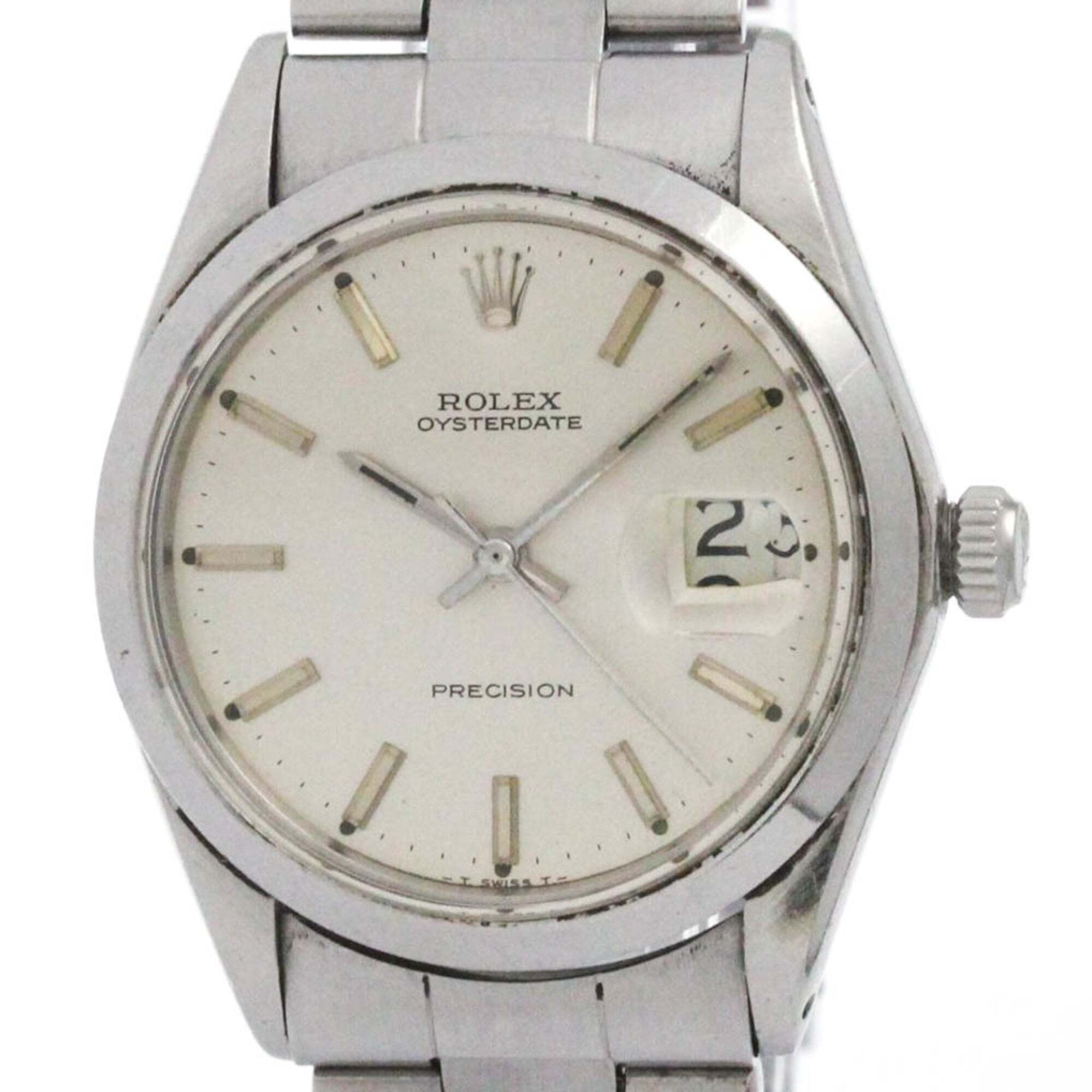 Rolex Oyster Date Precision 6694 Steel Hand Winding Mens Watch Vintage